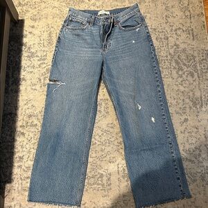 Abercrombie & Fitch Light Blue Distressed Straight Leg Jeans